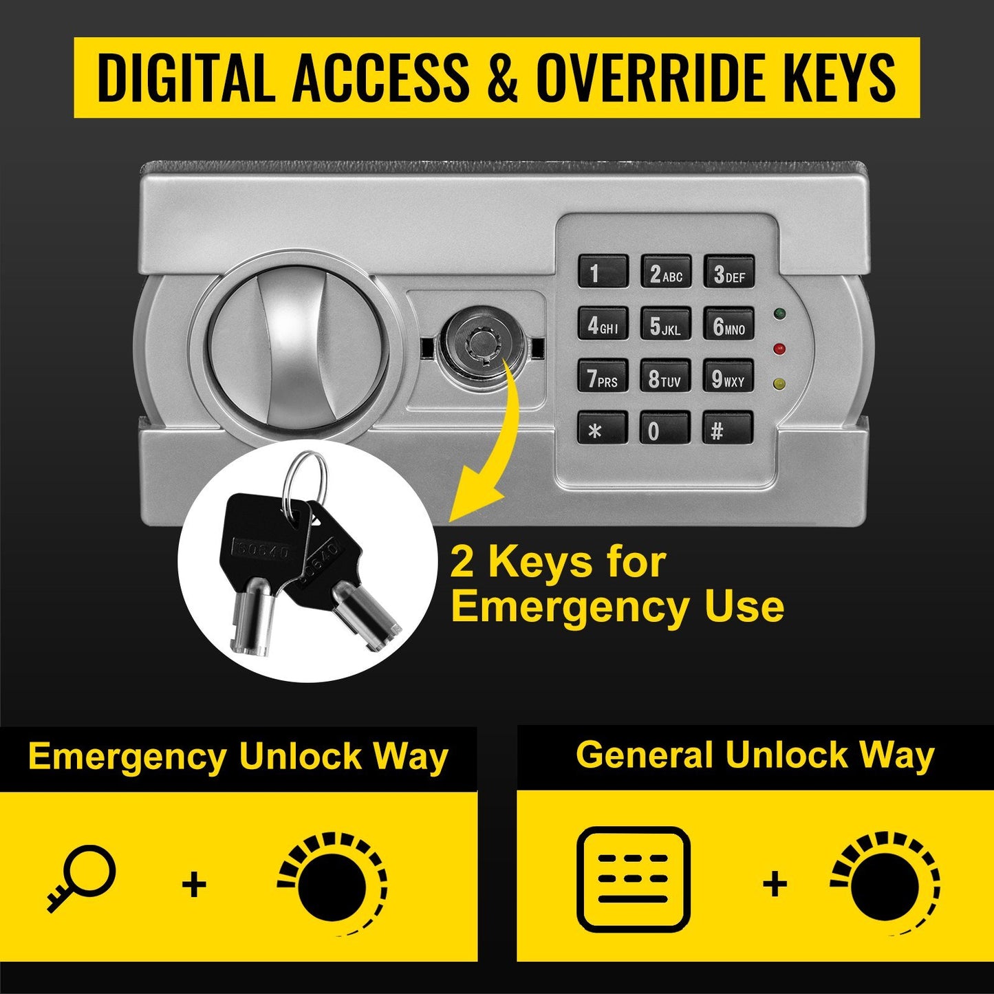 VEVOR Digital Depository Safe 1.7 Cubic Feet Made of Carbon Steel Electronic Code Lock Depository Safe with Deposit Slot with Two Emergency Keys Depository Box for Home Hotel Restaurant and Office