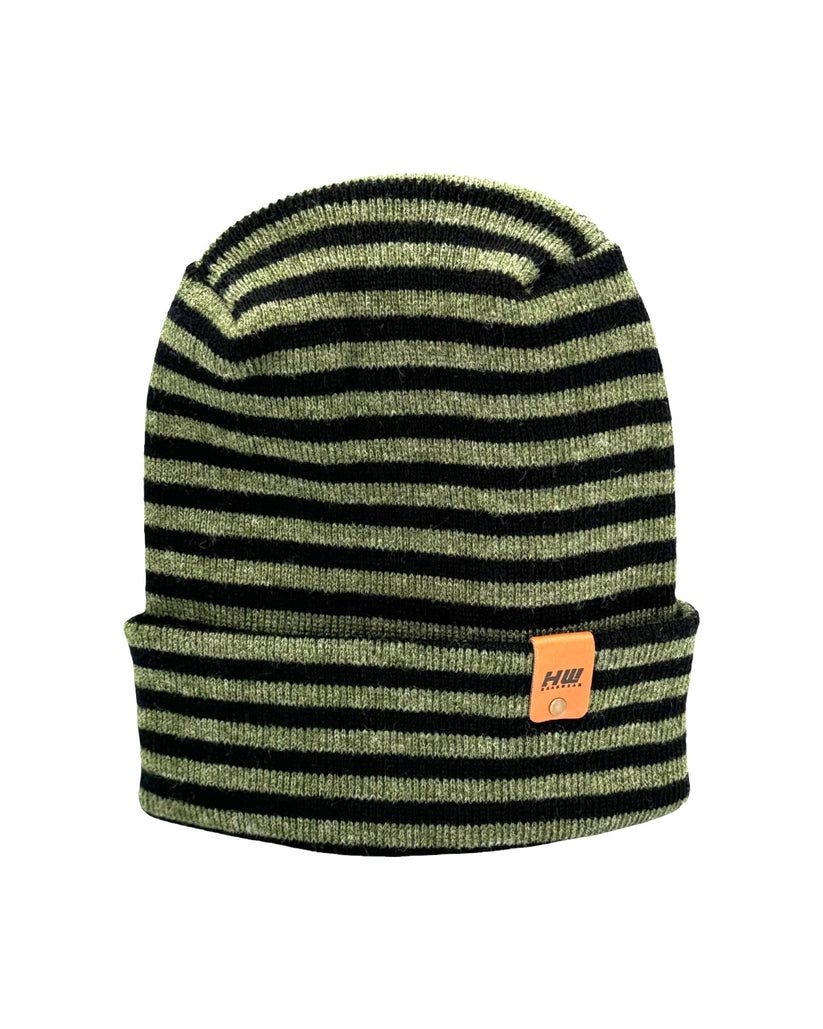 HAAKWEAR Theta Stitch RORO Cuffed Beanie (Patent Pending Design)-Green/Black, Made in USA