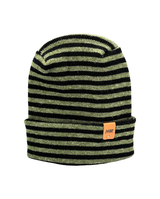HAAKWEAR Theta Stitch RORO Cuffed Beanie (Patent Pending Design)-Green/Black, Made in USA