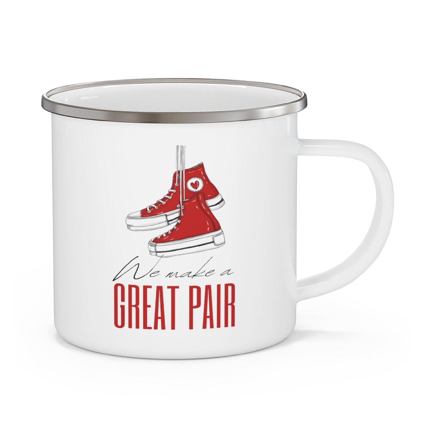 Enamel Camping Mug, Say It Soul We Make a Great Pair, Red