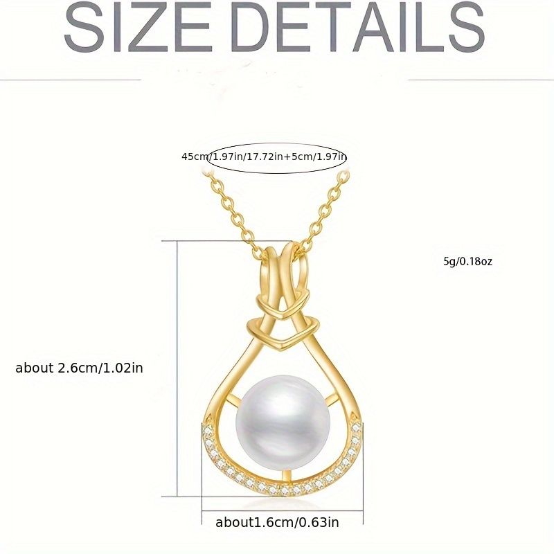 Gold Pearl Necklaces for Women Sterling Silver Single Real Freshwater Pearl Pendant Jewelry Gift for Mom