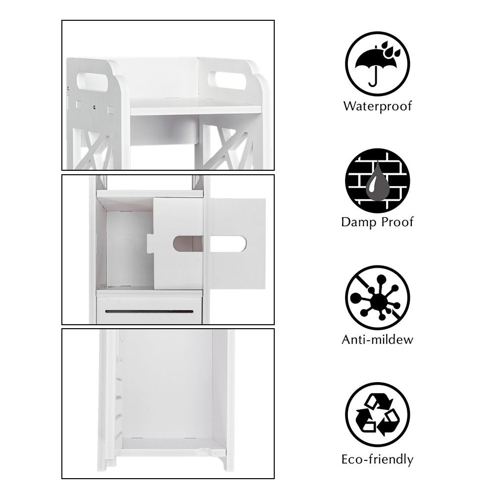 Home Kitchen Furniture Bathroom Furniture Bathroom Storage Shelf Set, Three-Dimensional WPC Bathroom Shelf, White