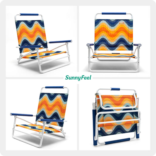 Sunnyfeel Beach Chair, Foldable Camping Chair Beach Chair,Lightweight Low Easy-to-Store & Use Portable Folding Chair with Handy Handle for Camp/Lawn/Outdoor/Travel Picnic/Concert