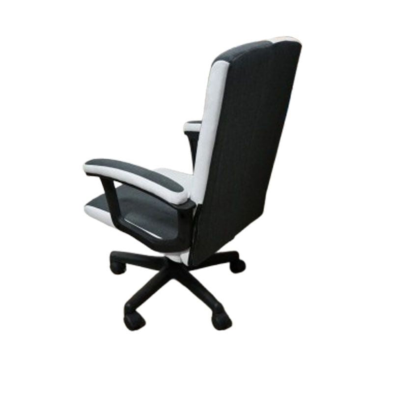 Home Office Chair White and Grey Simple Design, High Back, Adjustable Height