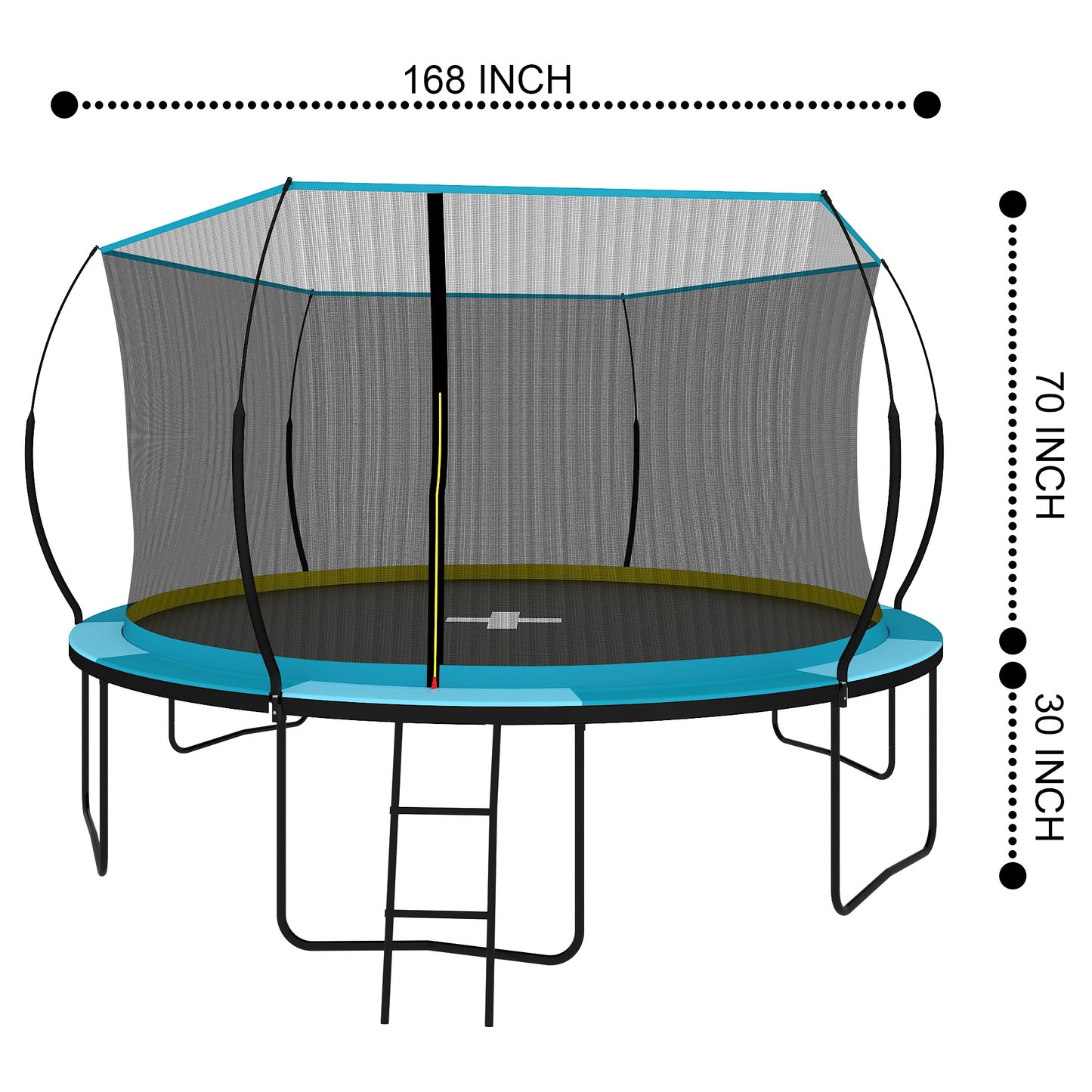 YC 14FT Recreational Trampolines with Enclosure for Kids and Adults with Patented Fiberglass Curved Poles Pumpkin-Blue