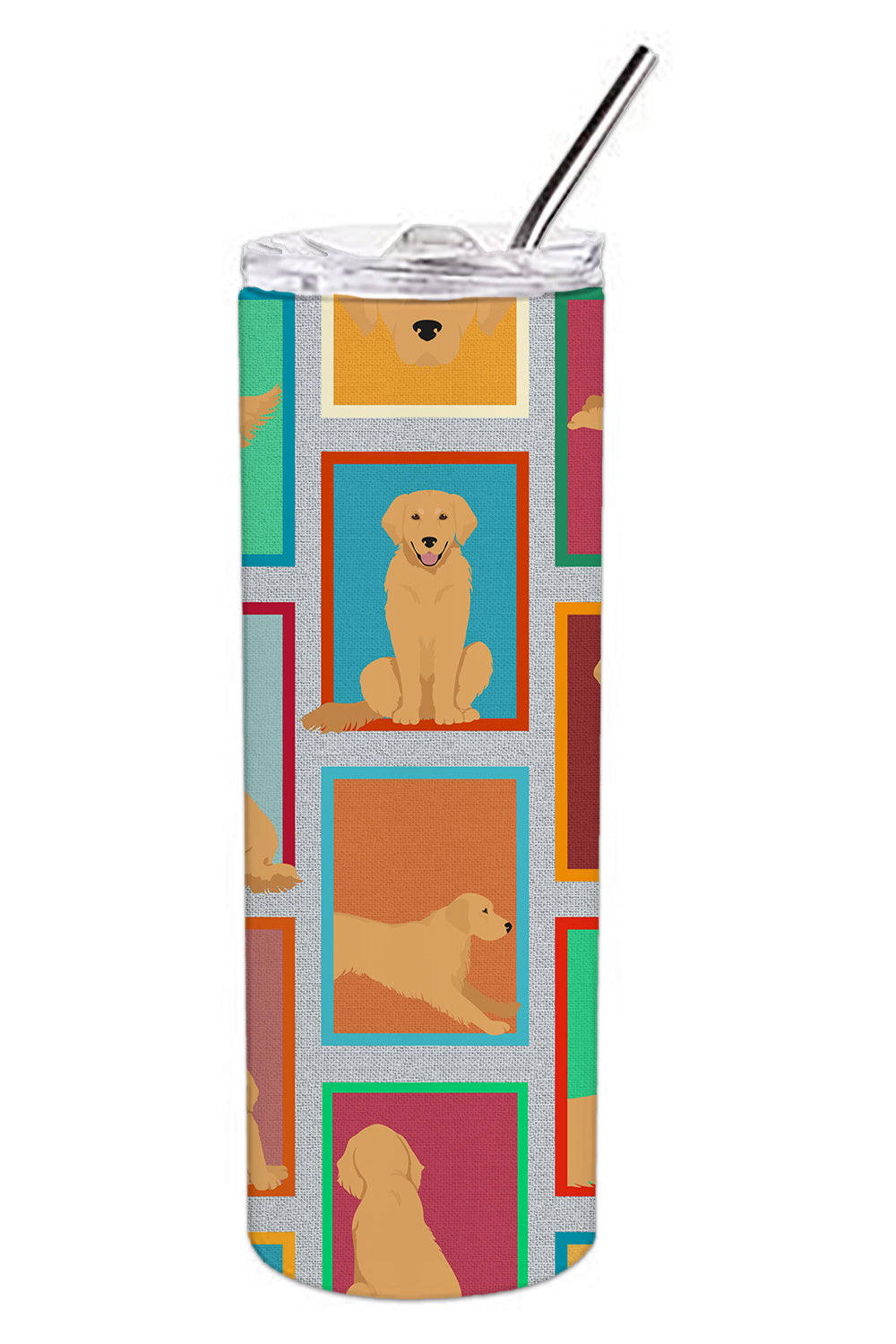 Lots of Golden Retriever Stainless Steel Skinny Tumbler Vacuum Double Walled Reusable Insulated Tumbler Travel Cup for Coffee Cocktails Gift with Lid, 20 oz