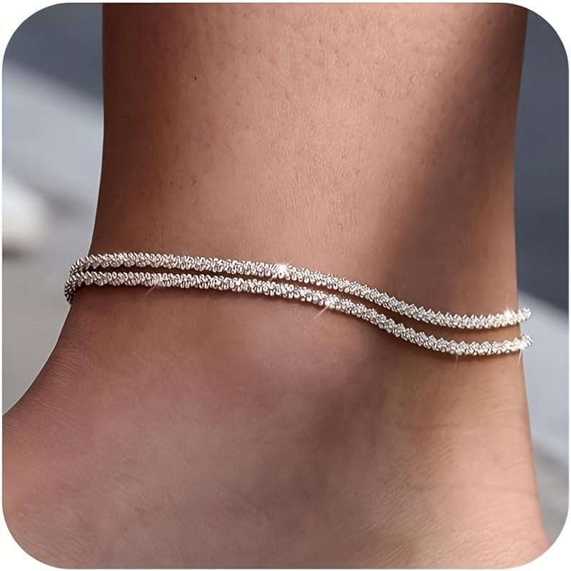 "Hawaiian Beach Anklet Sterling Silver Ankle Bracelets for Women  Gold Plated Ankle Bracelets Europe And US Women's Fashion Trend Sparkling Foot Decoration"