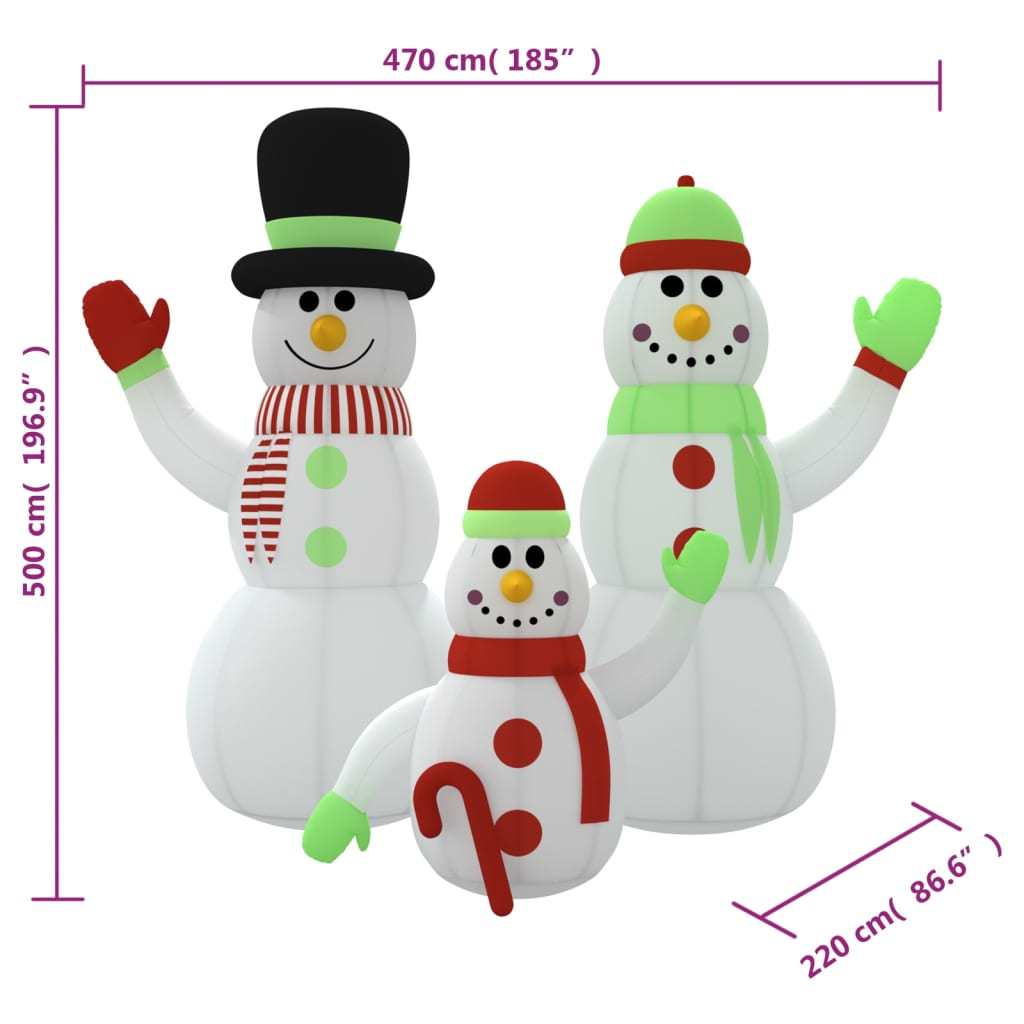 Inflatable Snowman Family with LEDs 16 ft