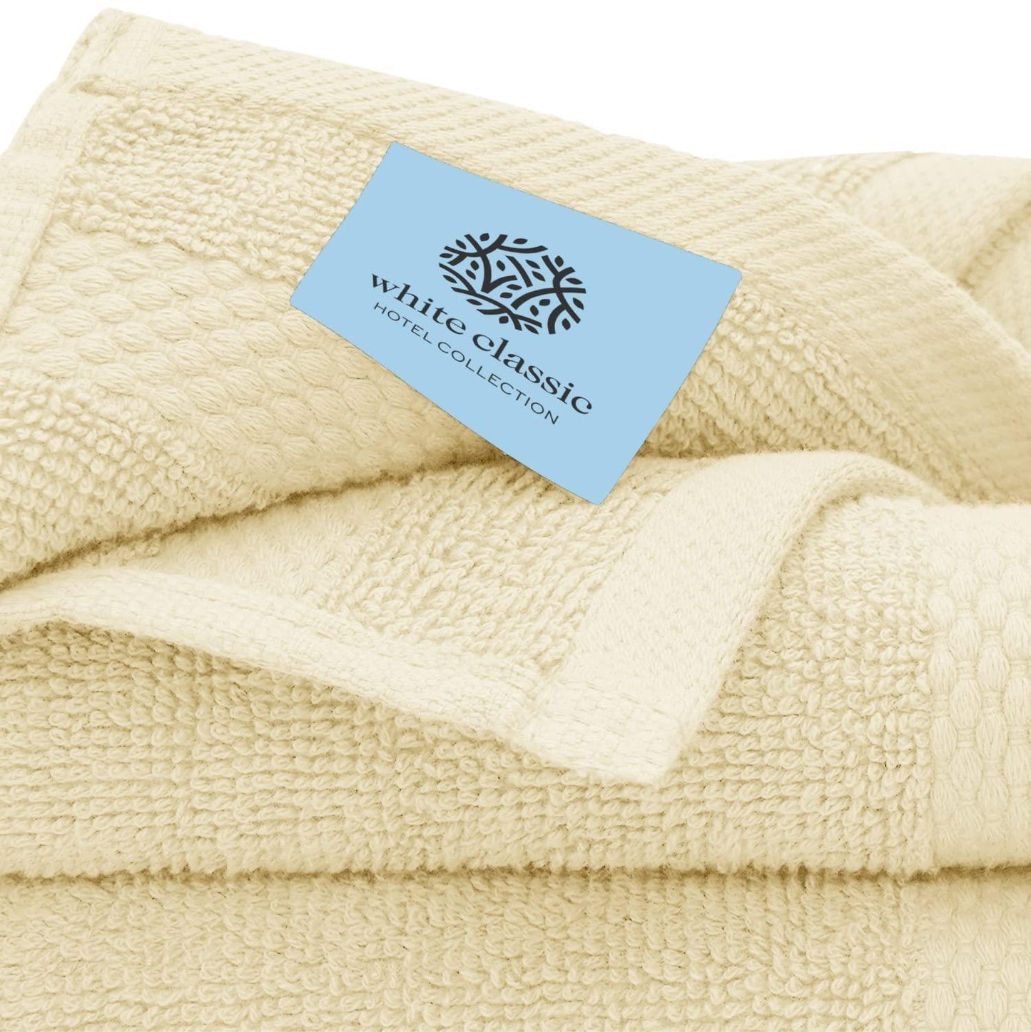 Luxury Beige Bath Towel 8 Piece Towels Set Combed Cotton Hotel Quality Absorbent 2 Bath Towels 2 Hand Towels 4 Washcloths 8 Pack Beige