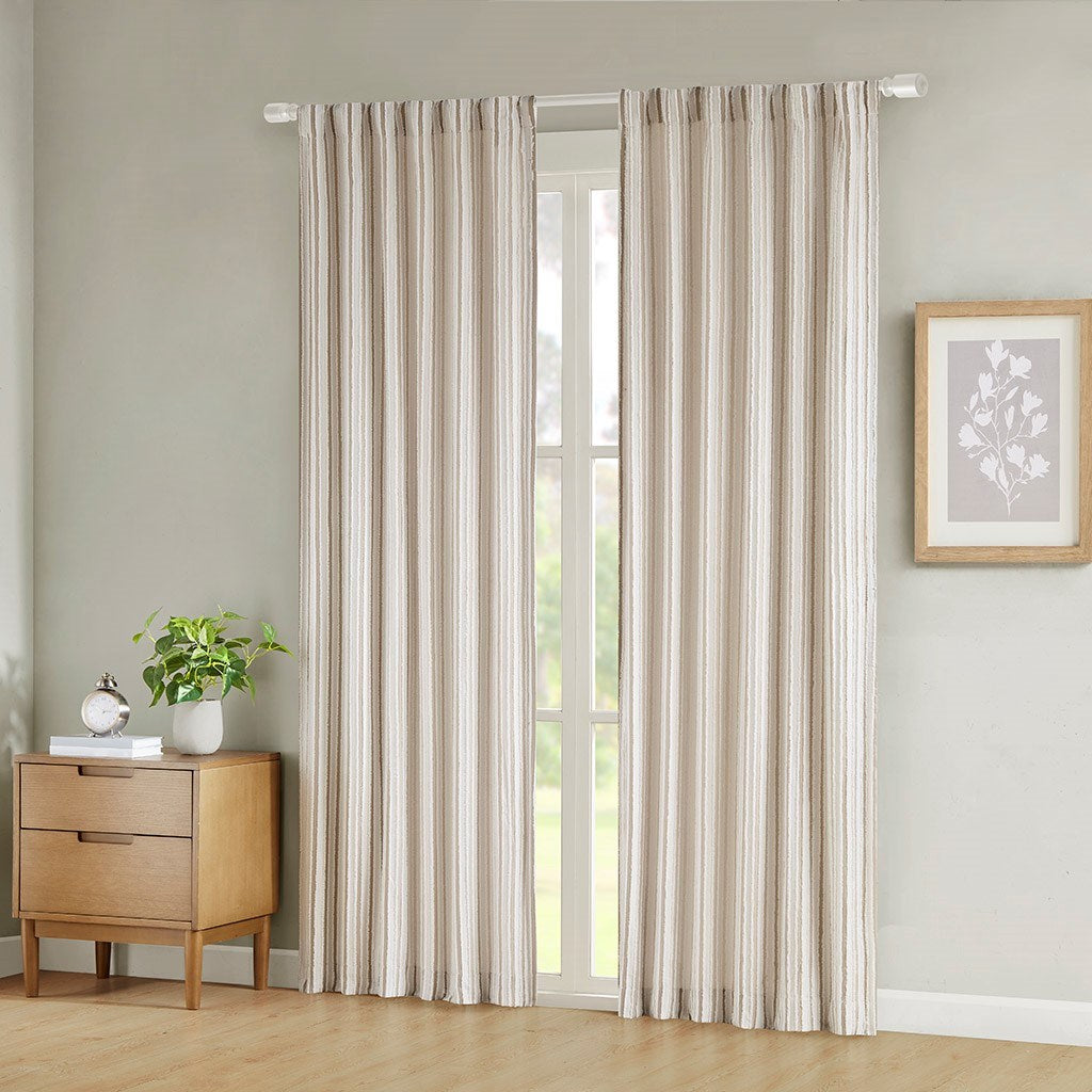 Clipped Jacquard Light Filtering Rod Pocket/Back Tab Single Curtain Panel(Only 1 Pc Panel)