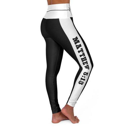 High Waisted Yoga Leggings, Black And White Salt Of The Earth Matthew 5:13 Beating Heart Sports Pants