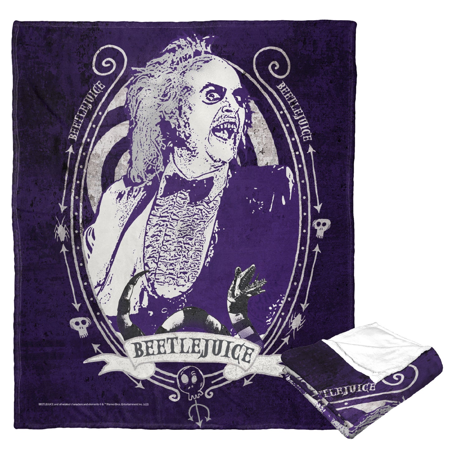 WB-Beetlejuice, Purple Beetle, Silk Touch Throw, 50" x 60"