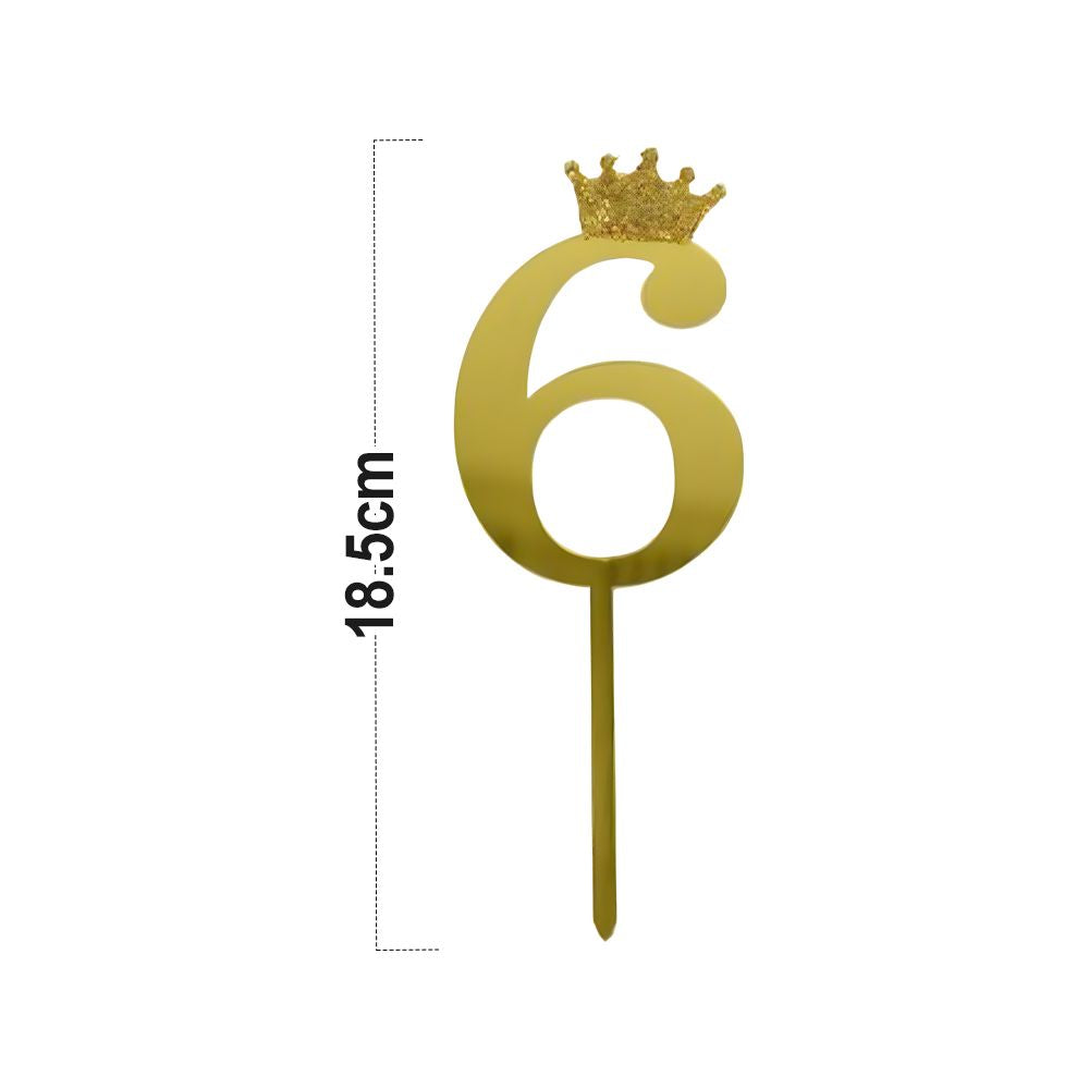 12pcs Number 6 Crown Cake Topper and Gold Acrylic Happy Birthday Cake Toppers for Wedding Anniversary or Birthday Party Decorations