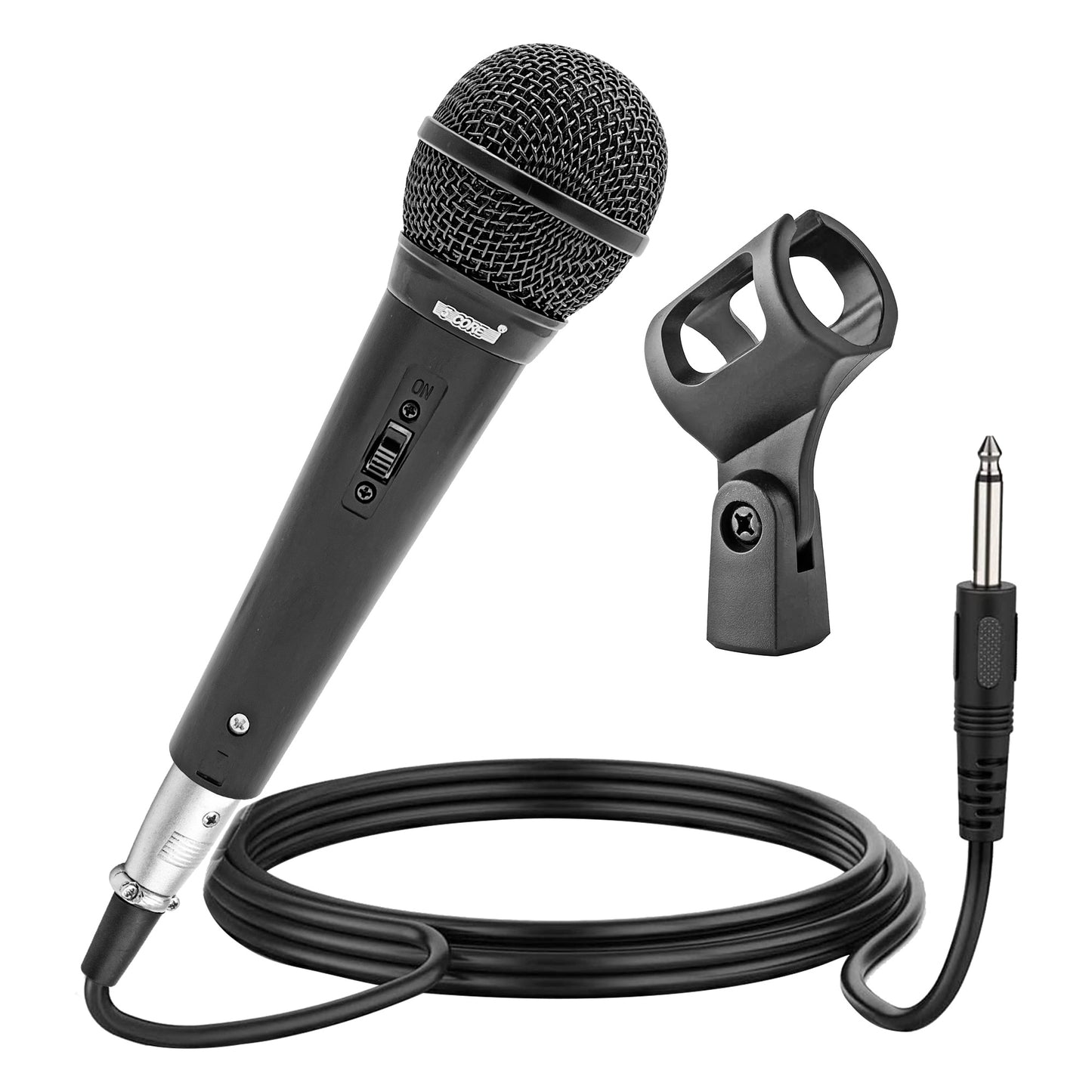 5 Core Microphone Pair XLR Dynamic Mic Karaoke Singing Handheld Microfono Wired Professional Unidirectional 1/4 Plug In Cord Connection for Vocal DJ Music - PM 1O1 BLK