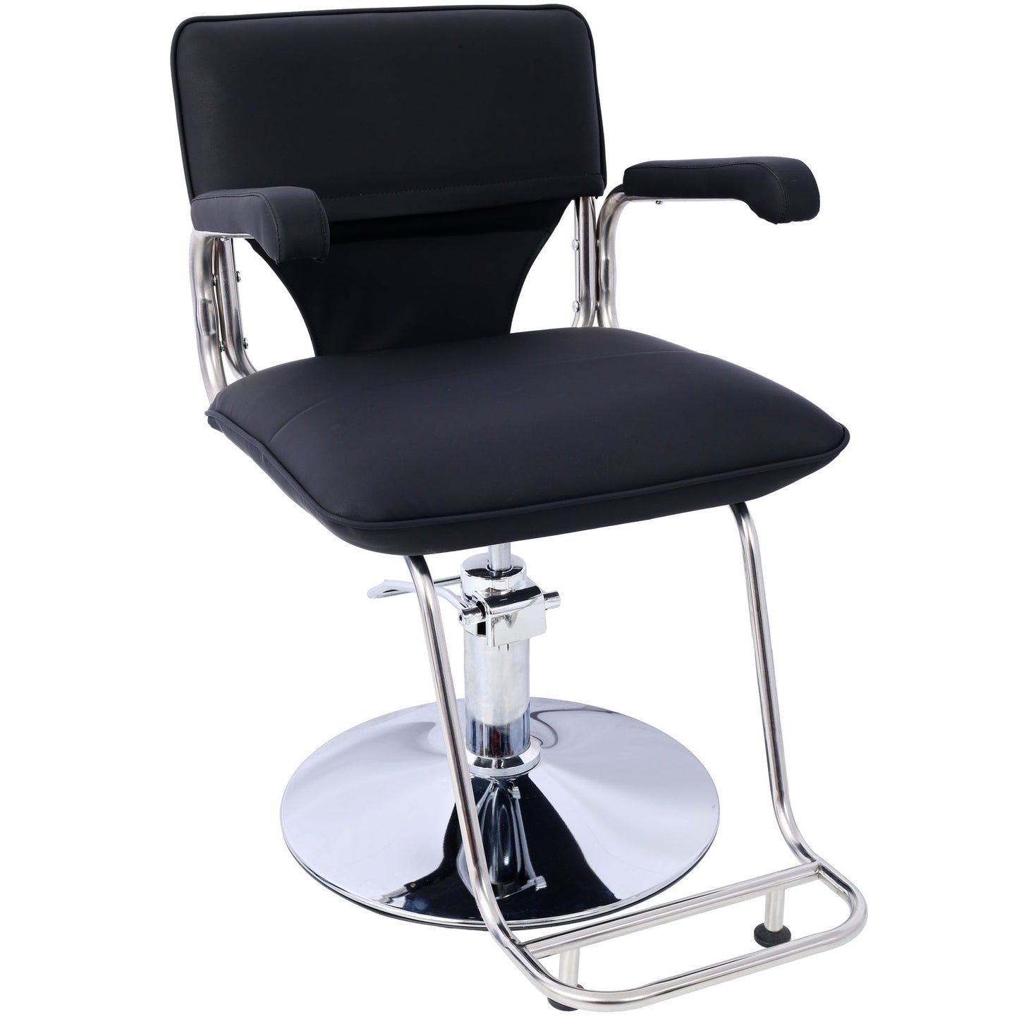 Stainless steel frame,Fashion style Hair Salon Chair Styling Heavy Duty Hydraulic Pump Barber Chair Beauty Shampoo Barbering Chair for Hair Stylist Women Man,with Barber Cape (Black)