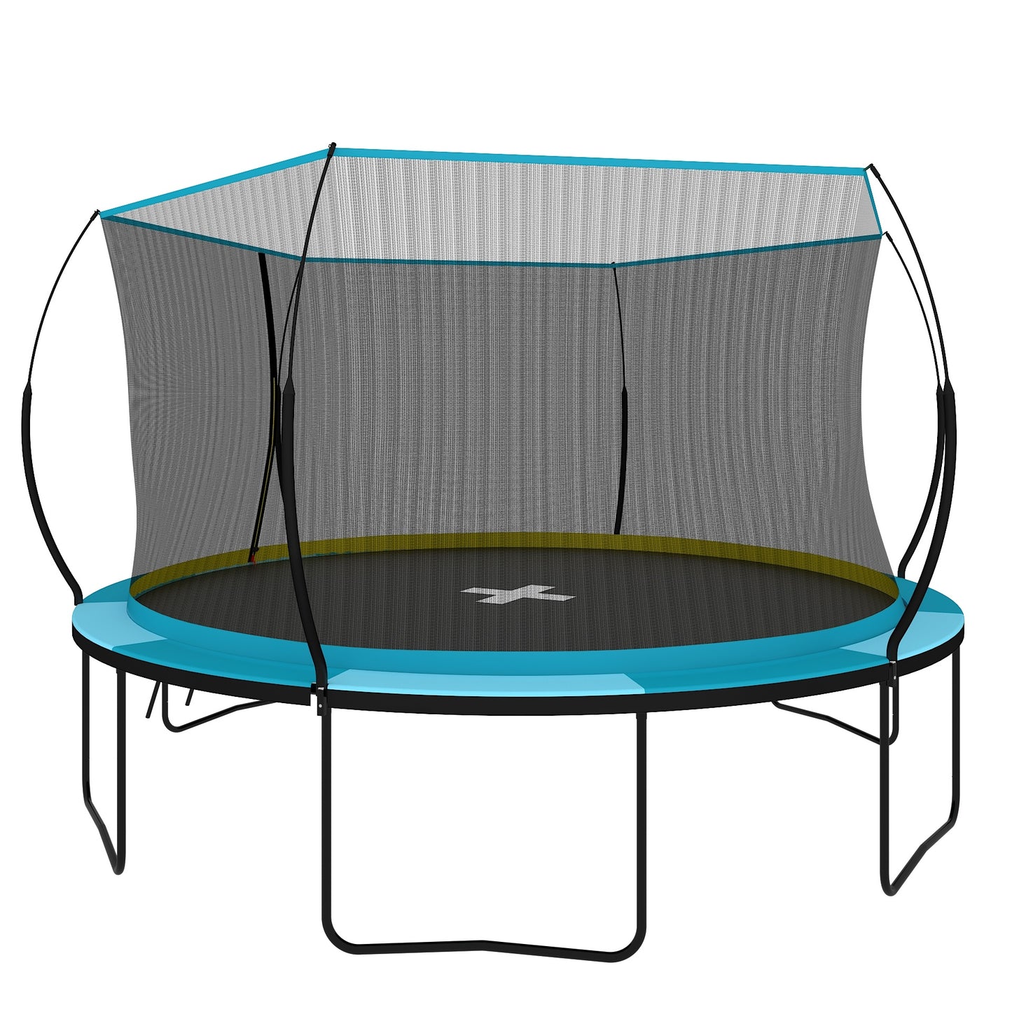 YC 14FT Recreational Trampolines with Enclosure for Kids and Adults with Patented Fiberglass Curved Poles Pumpkin-Blue