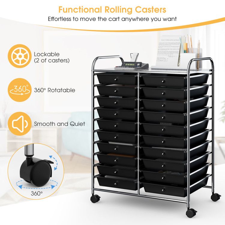 20 Drawers Rolling Storage Cart Studio Organizer