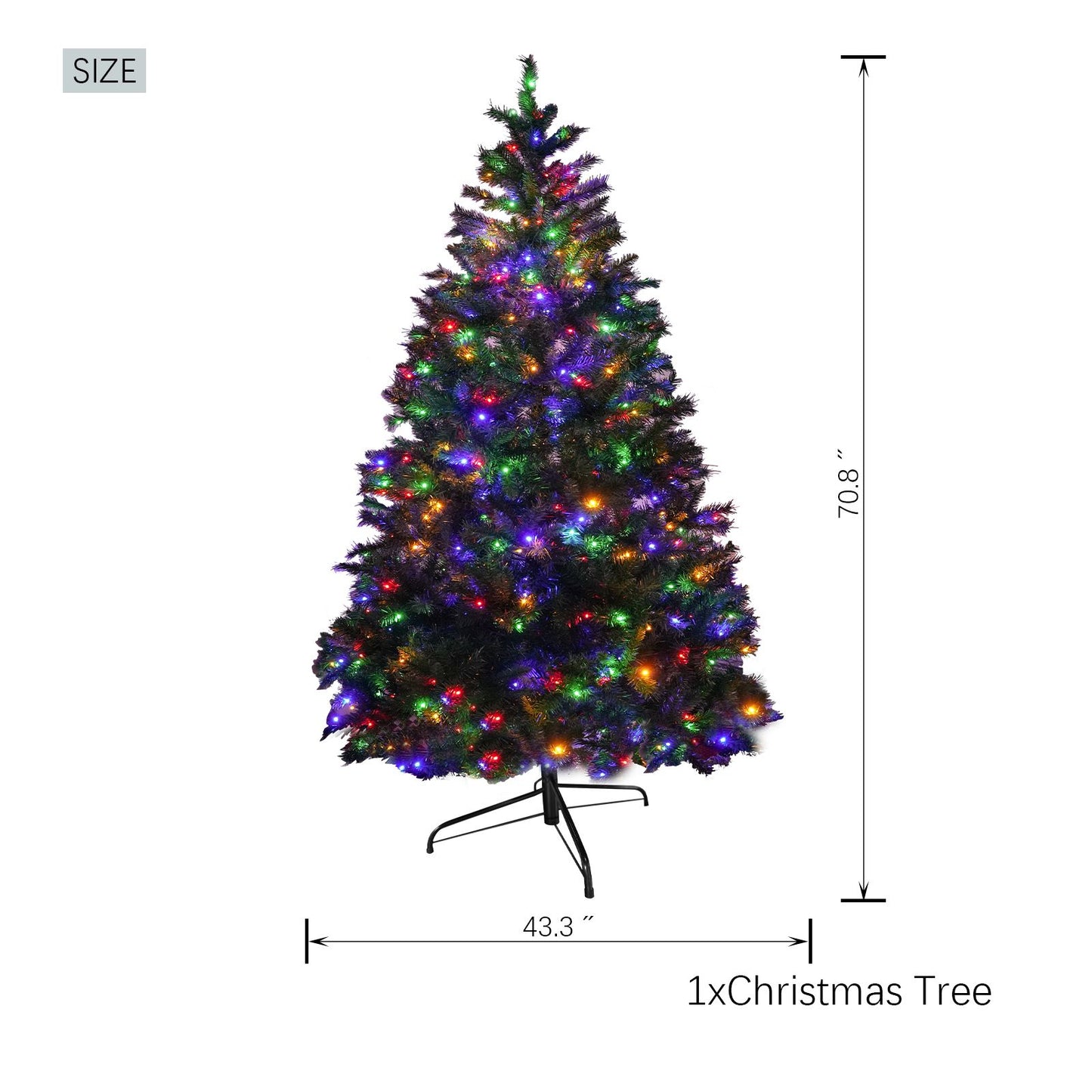 6FT PVC Festive Atmosphere Christmas Tree with 976 Branch Tips, 330 LED Lights and 11 Functions