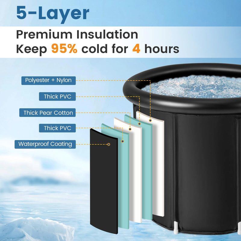 Outdoor Ice Plunge Tub with Lid for Household