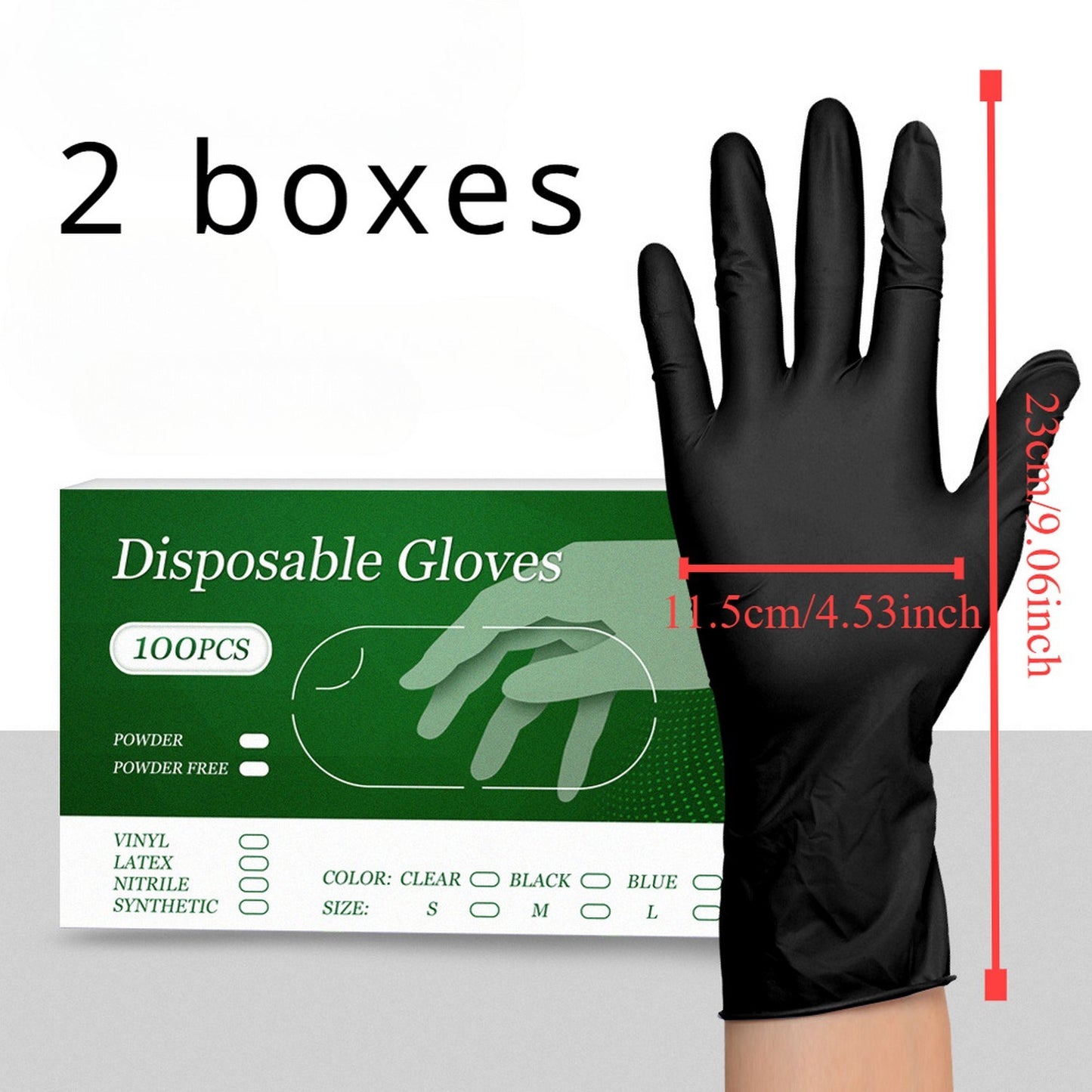 200pcs Black disposable nitrile gloves  are used for safe household cleaning in work, kitchen, cooking, and garden environments (Prohibited from selling on Amazon)