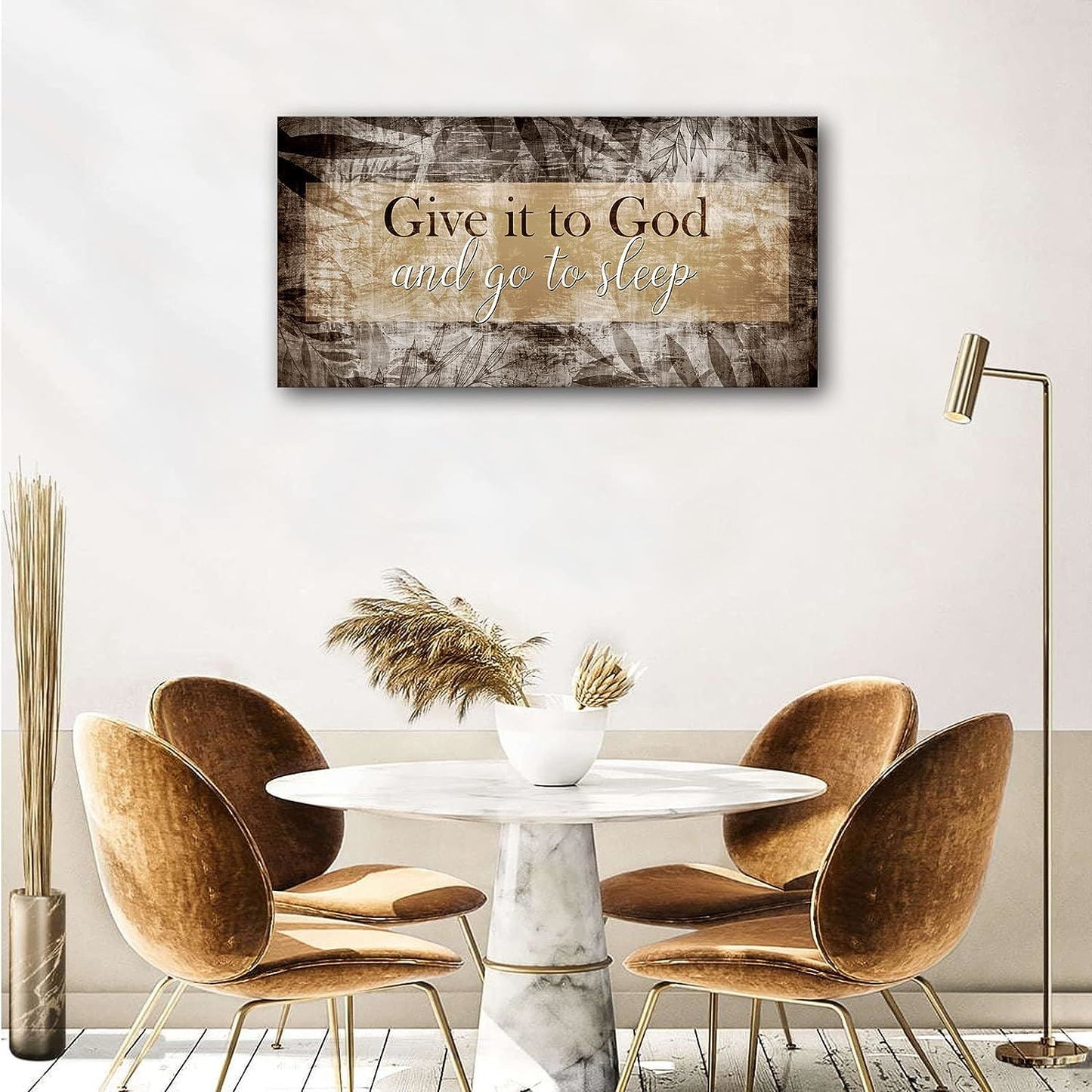Canvas Wall Art for Bedroom - Christian Quote Sayings Wall Decor - Give it to God and go to Sleep Sign Canvas Prints Picture Stretched Framed Artwork for Living Room Home Decor; Easy to Hang