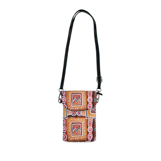 Brown Orange Green Aztec Pattern Crossbody Cell Phone Wallet Purse