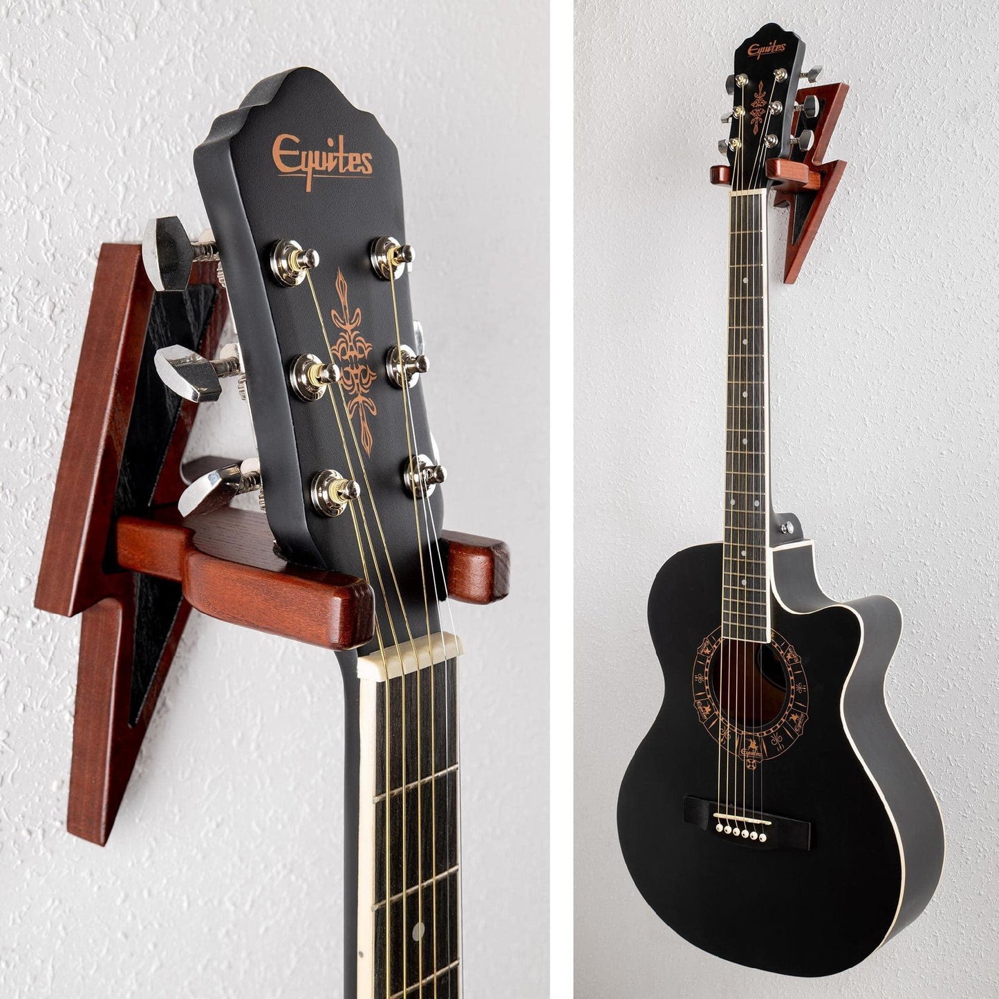 Guitar Holder Wall Mount Ash Wood Guitar Hanger Hook Stand Rack Mahogany Color