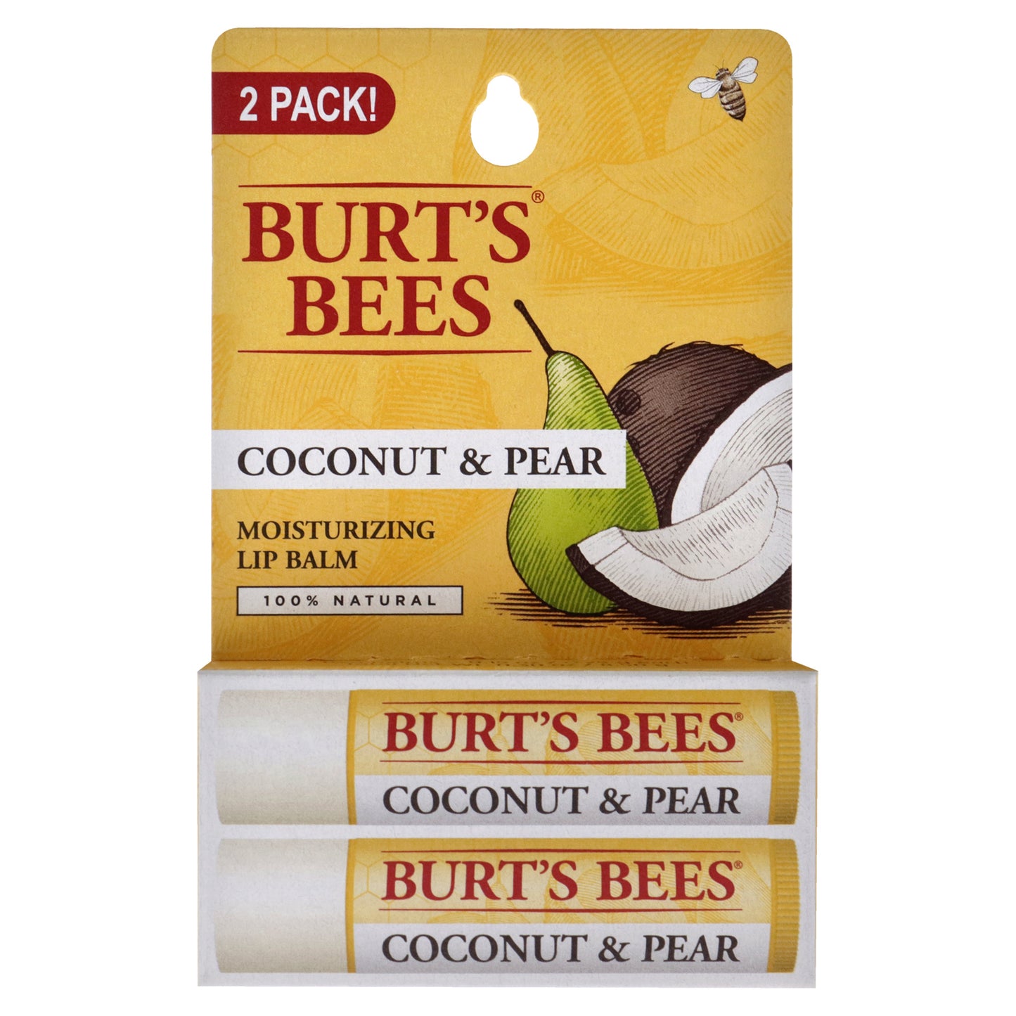 Coconut and Pear Moisturizing Lip Balm Twin Pack by Burts Bees for Unisex - 2 x 0.15 oz Lip Balm