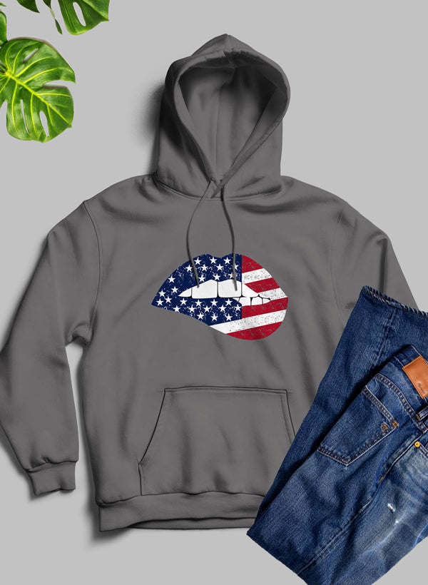 USA FLAG LIPS American Flag Lips Hoodie