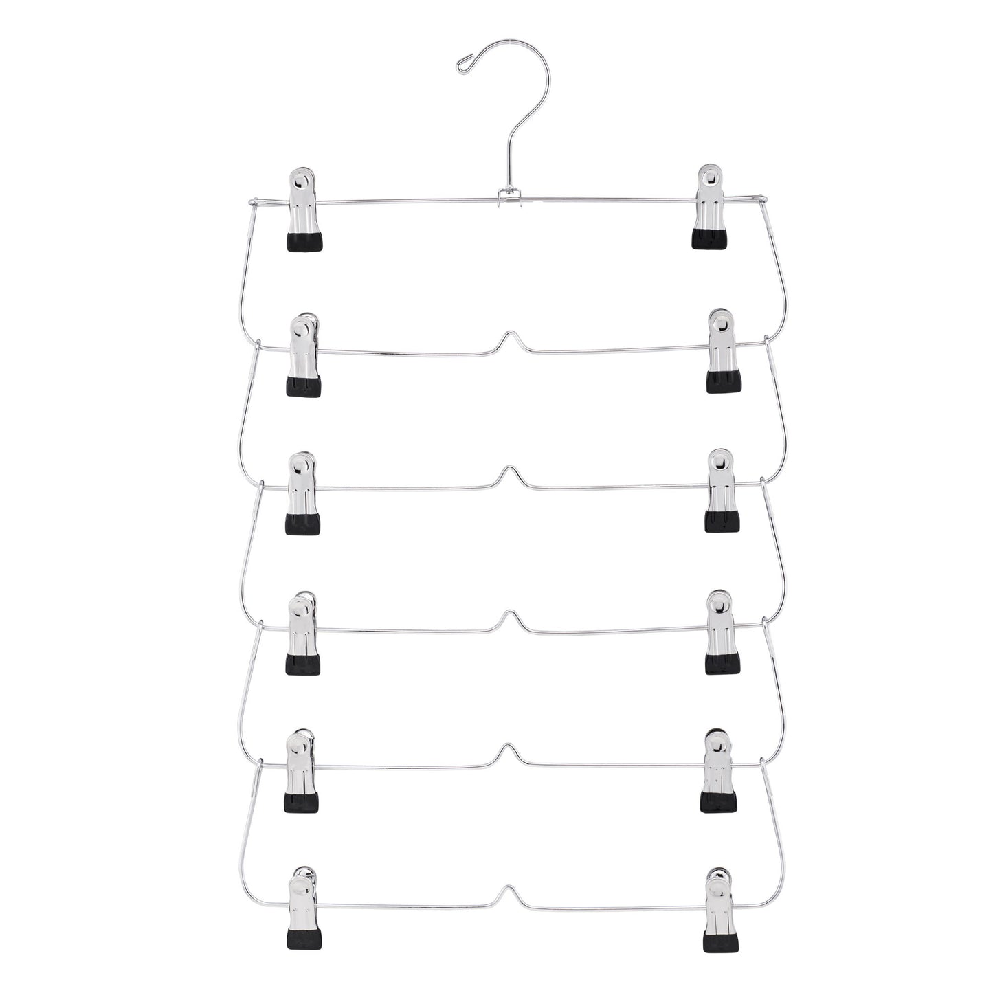 6 Tier with Chrome Finish, Space-Saving Skirt with Clips for Women's Clothes, Foldable Hangers for Pants, Towel, Scarf, Bra, Kitchen & Closet Organization