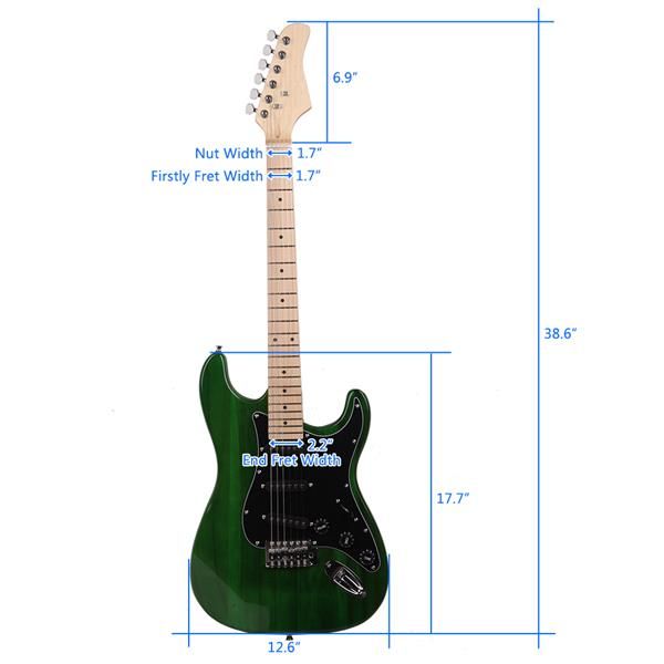 ST Stylish Electric Guitar with Black Pickguard Green