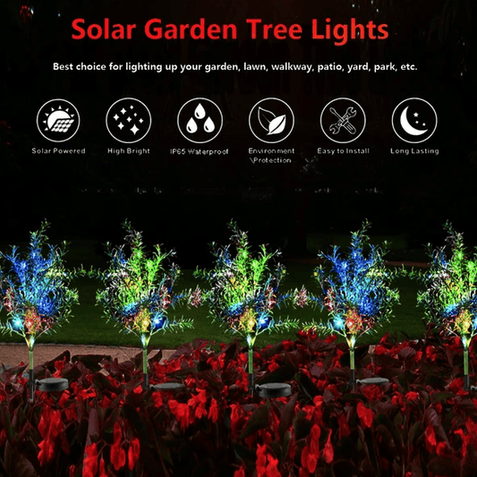 Outdoor Solar Flickering Tree Lights, Multi Color Changing Solar Garden Lights LED Stake Christmas Tree Lights Flower For Garden, Patio, Yard And Decoration