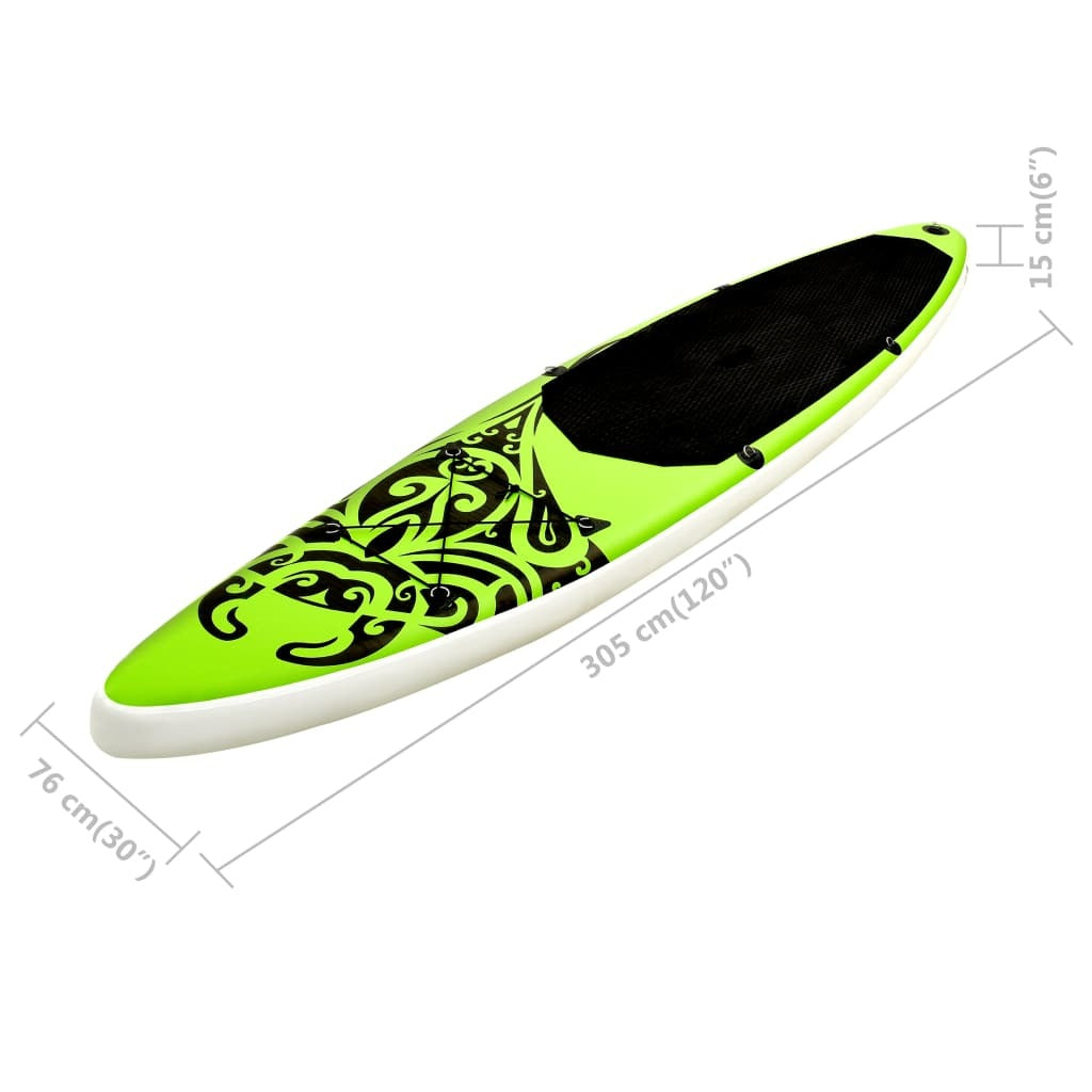 Inflatable Stand Up Paddleboard Set 120.1"x29.9"x5.9" Green