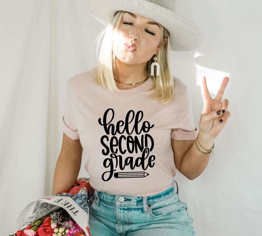 Hello Second Grade T-shirt, 2nd Grade Shirt, Back To School Shirt, Teacher Top, Gift For Her, Kids School Gift, Second Grade Vibes Shirts