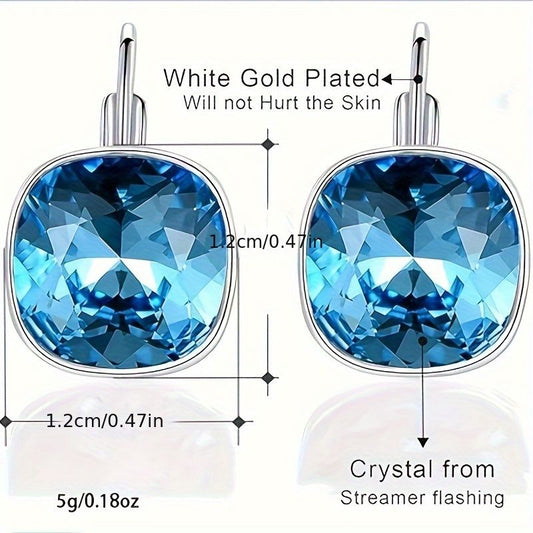 Drop Earrings 18K White Gold Plated Crystal Hypoallergenic Drop Earrings Women's Jewelry