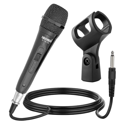 5 Core Microphone XLR Dynamic Mic Karaoke Singing Handheld Microfono Wired Professional Unidirectional 1/4 Plug In Cord Connection for Vocal DJ Music - PM-222