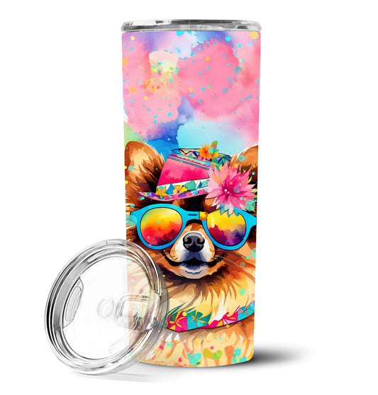 Pomeranian Hippie Dawg Stainless Steel Skinny Tumbler Vacuum Double Walled Reusable Insulated Tumbler Travel Cup for Coffee Cocktails Gift with Lid, 20 oz