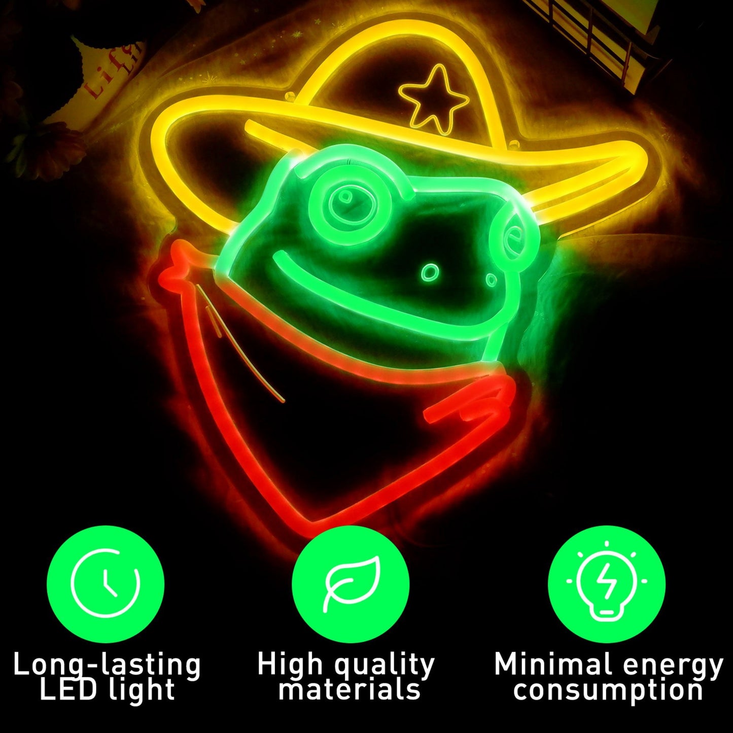 1pc Cowboy Frog LED  Neon Light Sign - Bright & Vibrant On/Off Switch - Energy-Saving, Durable Design - Ideal for Business Bars, Pubs, and Bedroom - No Battery Required