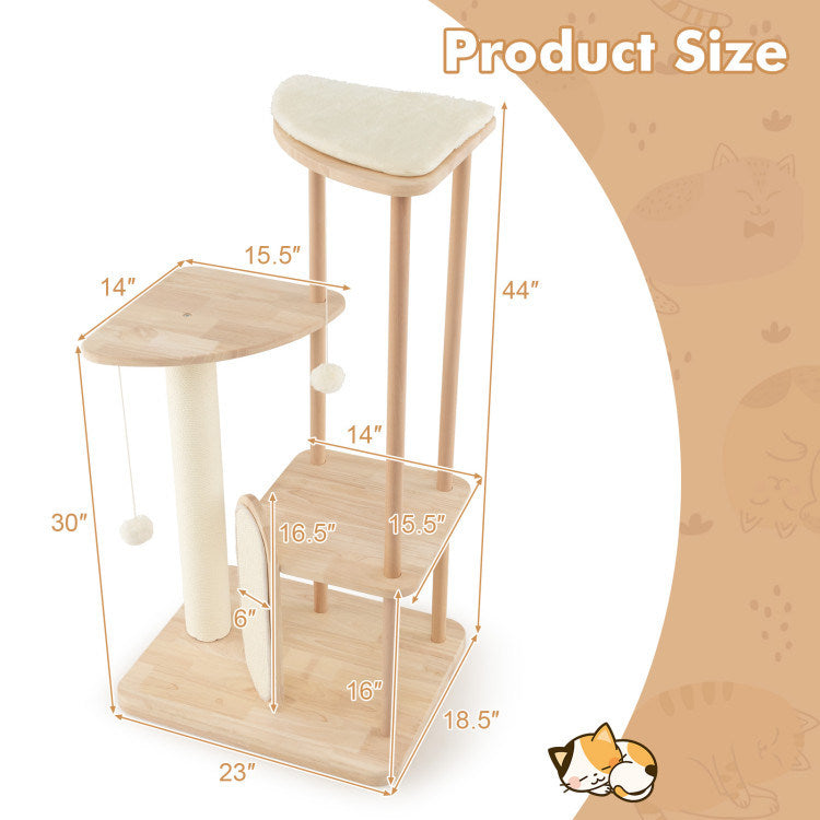 Multi-level Modern Cat Tower with Scratching Board and Post