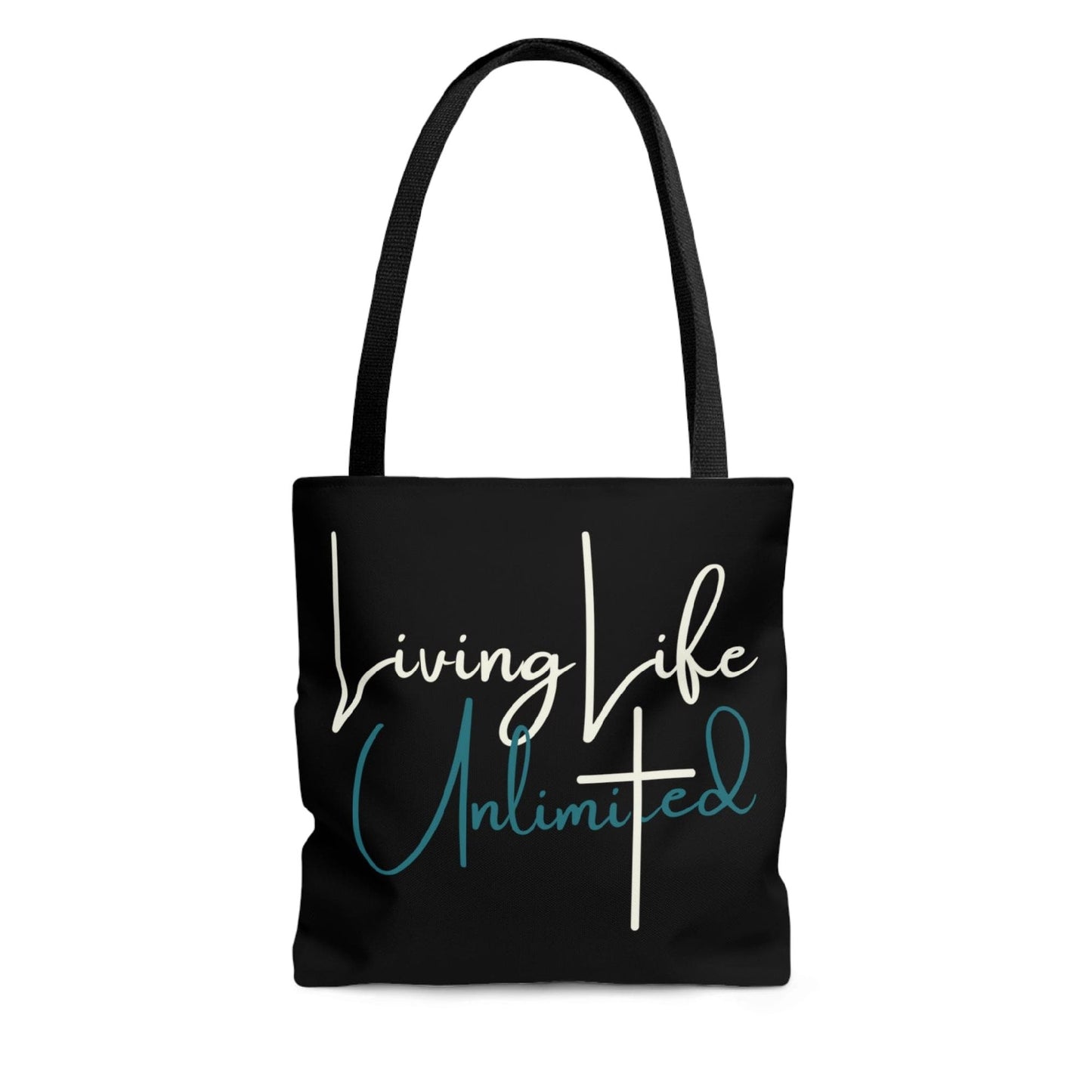 Canvas Tote Bag Living Life Unlimited - Inspirational Motivation - White And Green