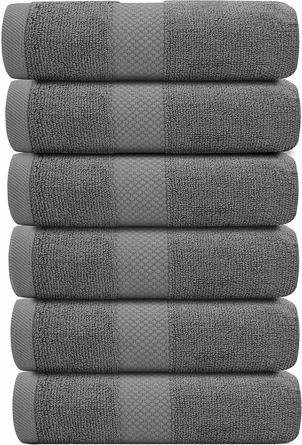 Luxury Hand Towels for Bathroom Hotel Spa Kitchen Set 16x30 Inch Set of 6 Dark Gray