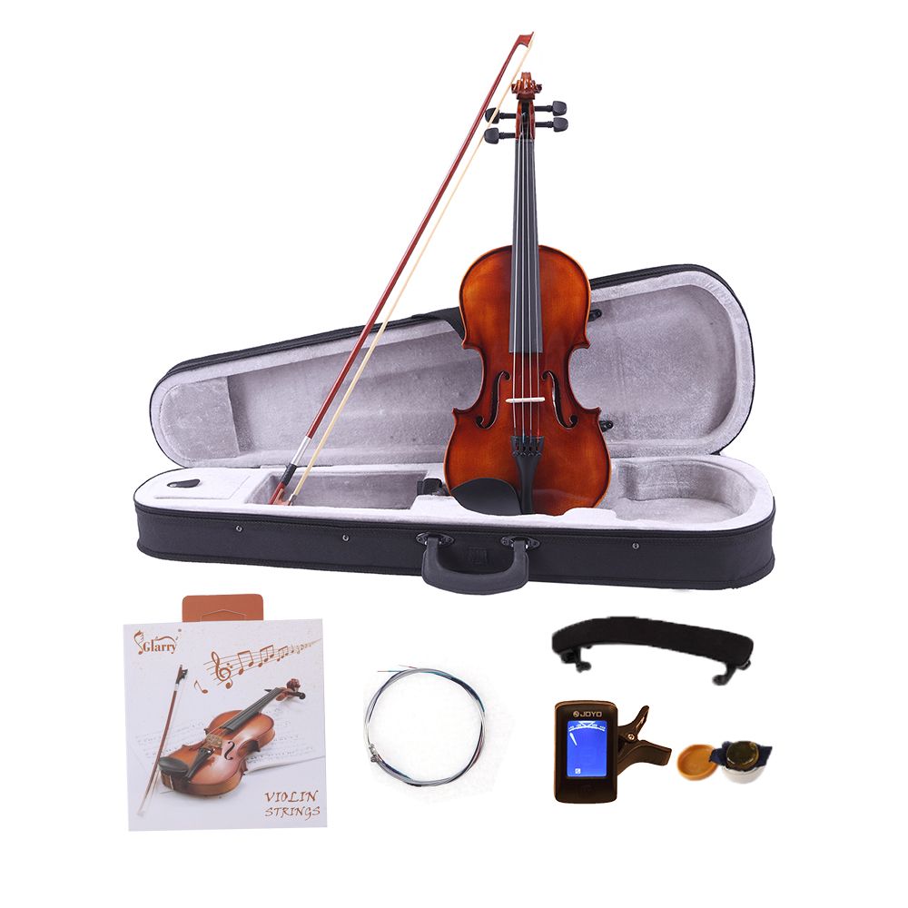 Gifts- 4/4 Classic Solid Wood Violin Case Bow Violin with Strings Rosin Shoulder Rest Electronic Tuner XH