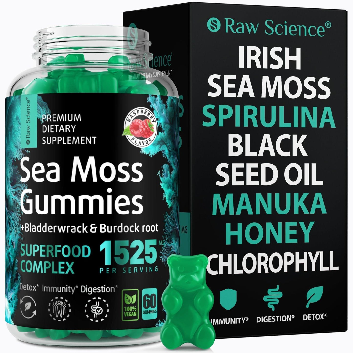 Irish Sea Moss Gummies Detox Thyroid Support for Women & Men