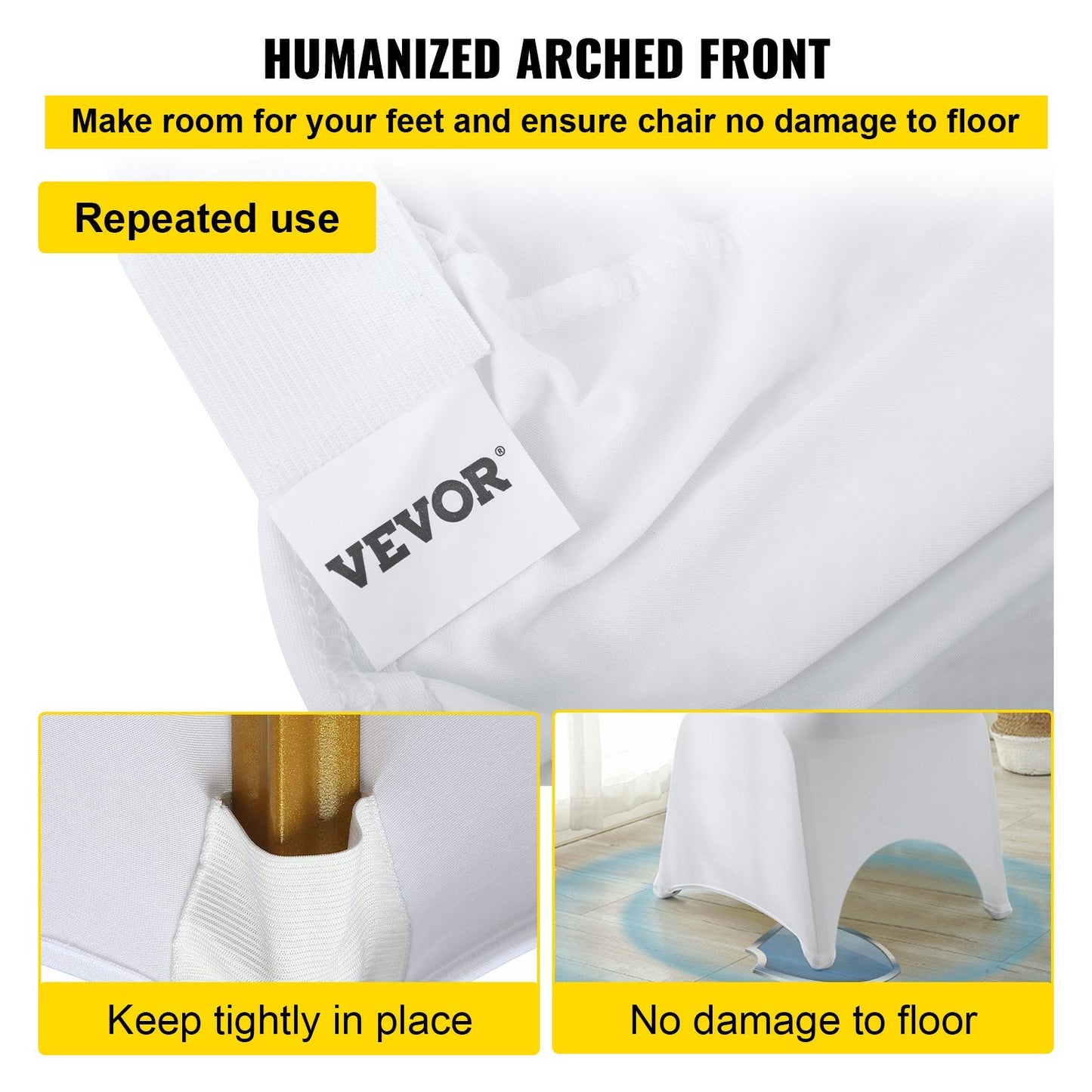 VEVOR 50 Pcs White Chair Covers Polyester Spandex Chair Cover Stretch Slipcovers for Wedding Party Dining Banquet Chair Decoration Covers