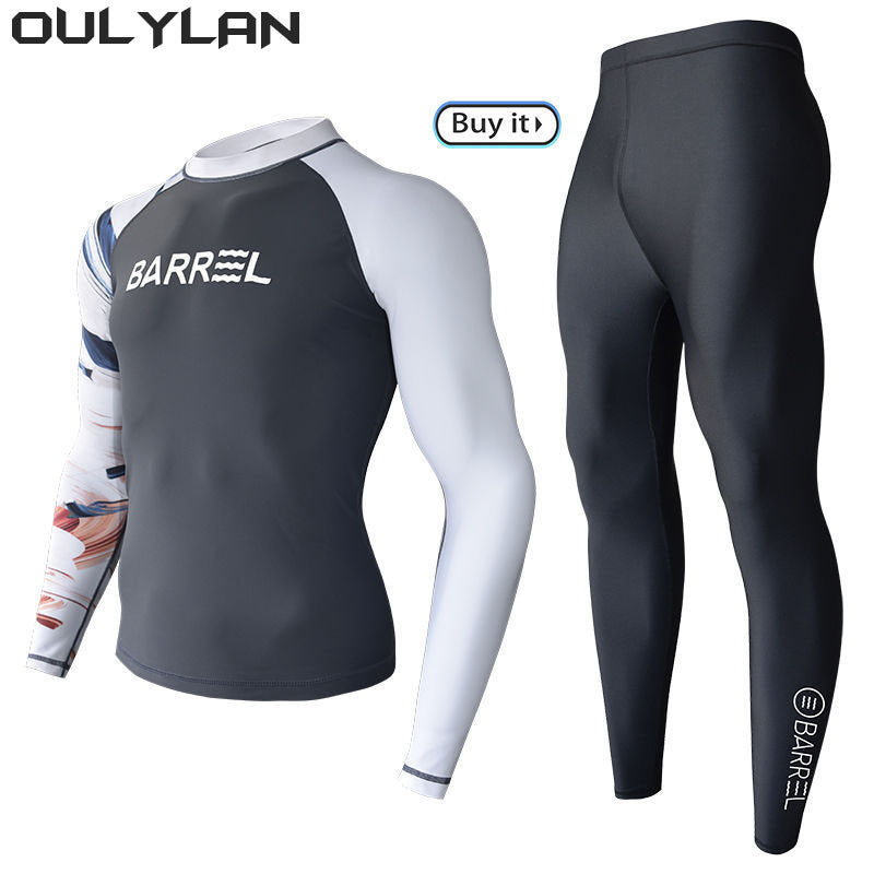 Oulylan Long Sleeve Rash Guards Swimwear Women 2024 Two-Piece Swimsuit Men Surfing Swimming Suit Beach Diving Bath Suit