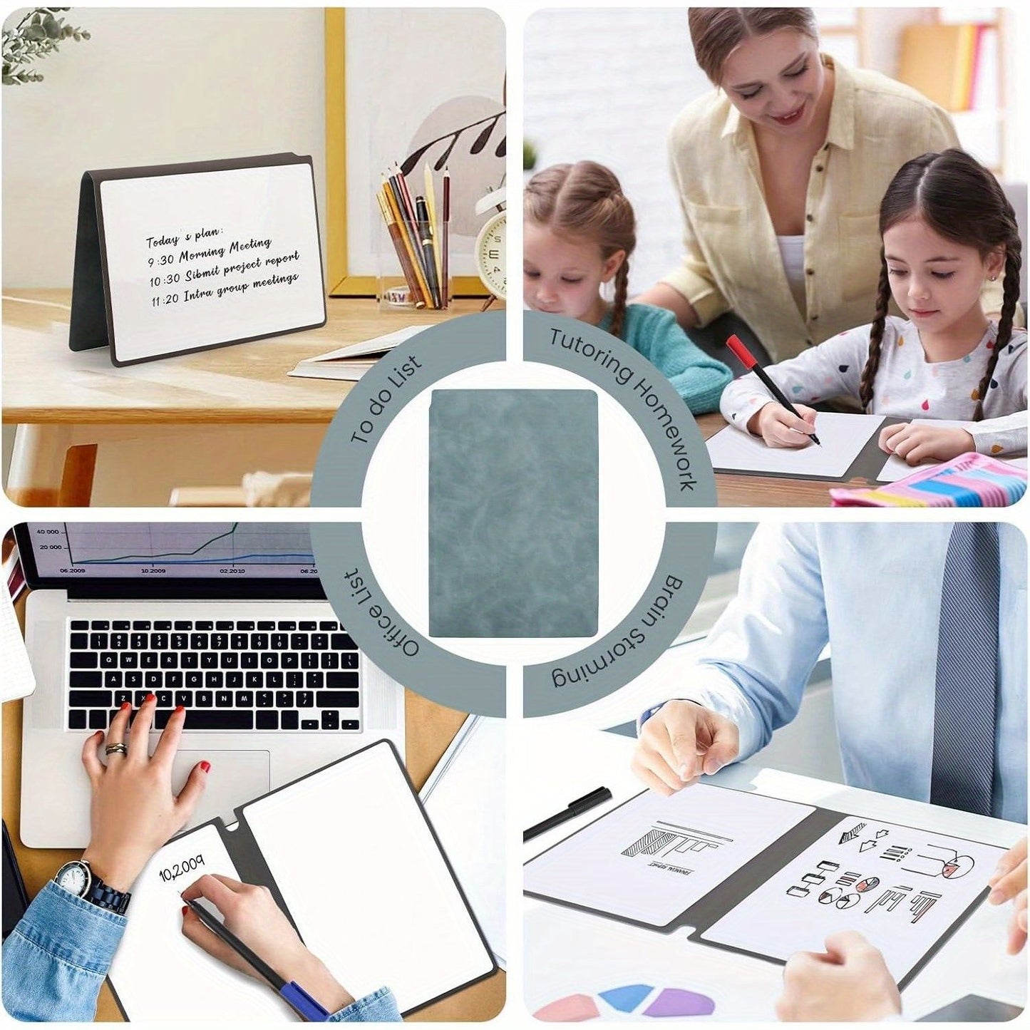 Small Dry Erase Board, Double Sided Folding Whiteboards, Mini Portable Foldable Whiteboard 9.4x6.4 Inch, Use the Board to Write Your Notes, Chores, Activities, Goals and to-dos, Personal Marker Board