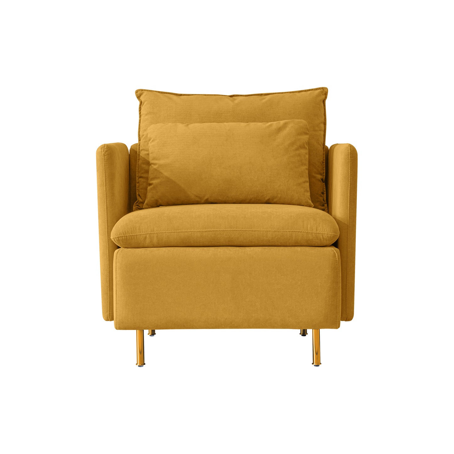 Modern fabric accent armchair;  upholstered single sofa chair;  Yellow Cotton Linen-30.7''