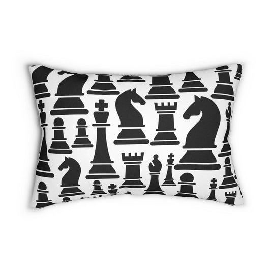 Decorative Lumbar Throw Pillow - Black And White Chess Print