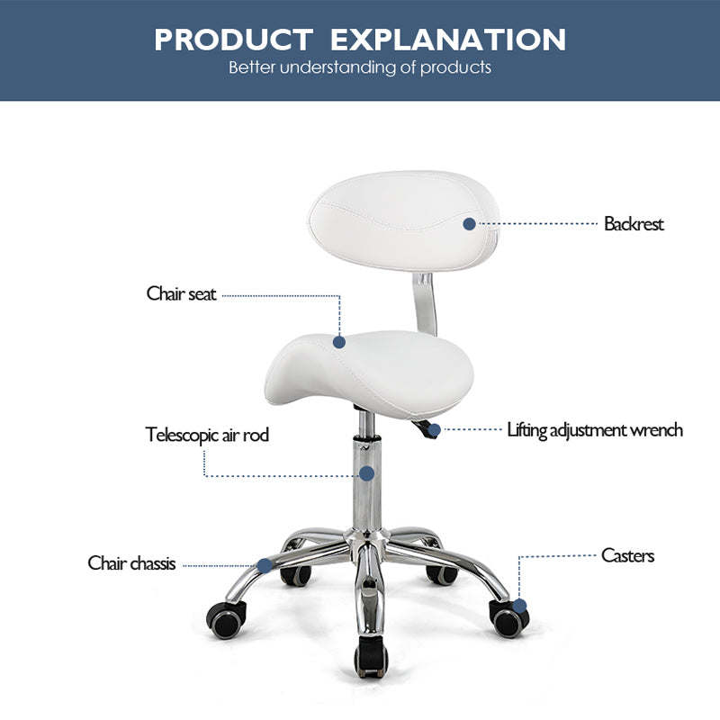 Pala Saddle Salon Facial chair swiveling with backrest white