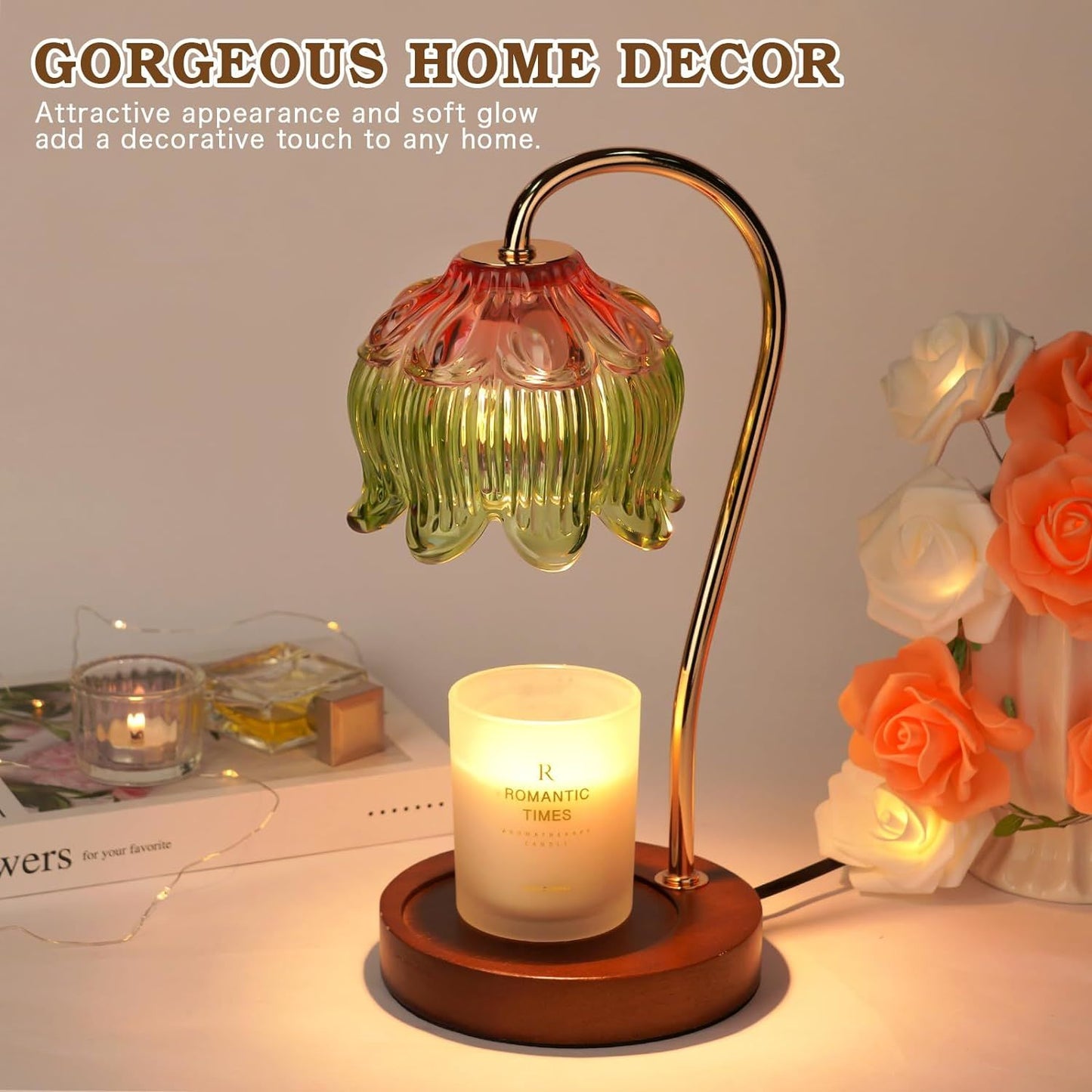 Dimmable Candle Warmer Lamp with Timer Flower